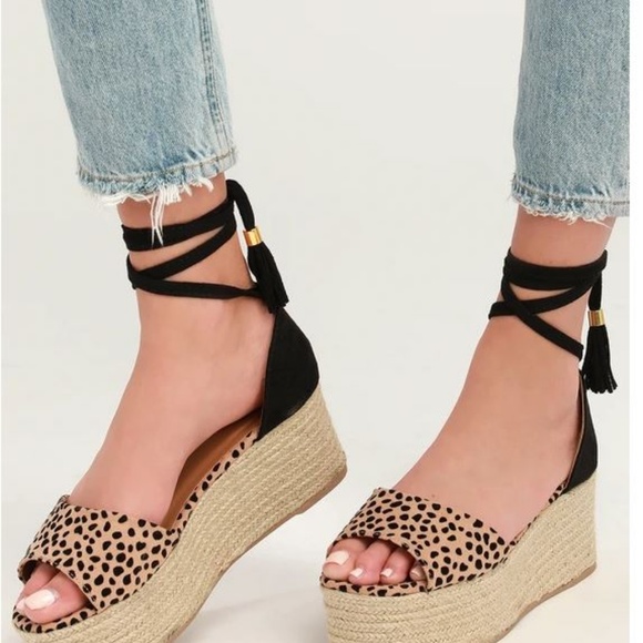 Leopard print wedge espadrilles Qupid Big Bang - Picture 2 of 2